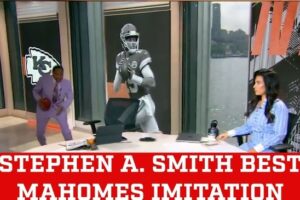 Stephen A. Smith leaves Molly Qerim speachless with his impression of Patrick Mahomes' behind-the-back pass